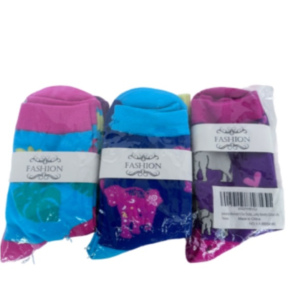 Fashion Women’s mid tube cotton whimsical cartoon elephant socks shoe size (5-8)
